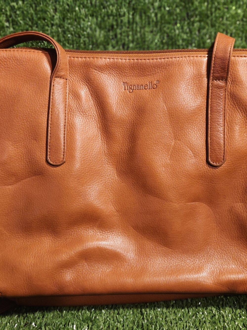 Tignanello Leather Tote Bag in Cognac